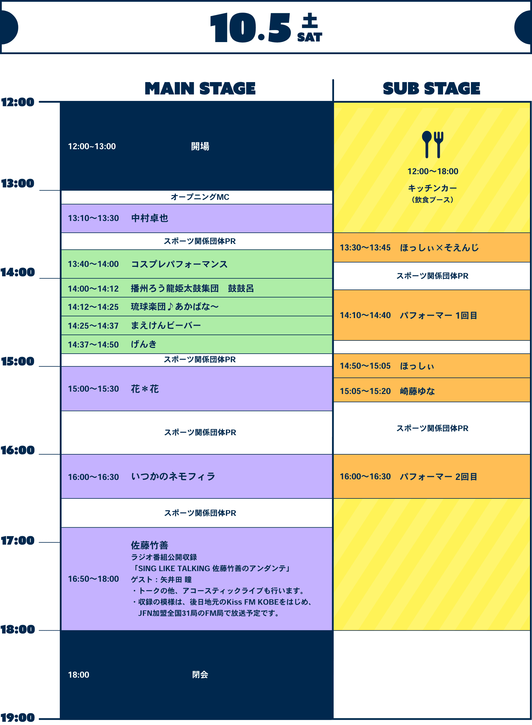 10月5日（土）タイムテーブル